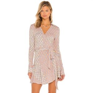 ‼️SOLD‼️NWT Free People Rhetta Long Sleeve Wrap Dress in Light Combo